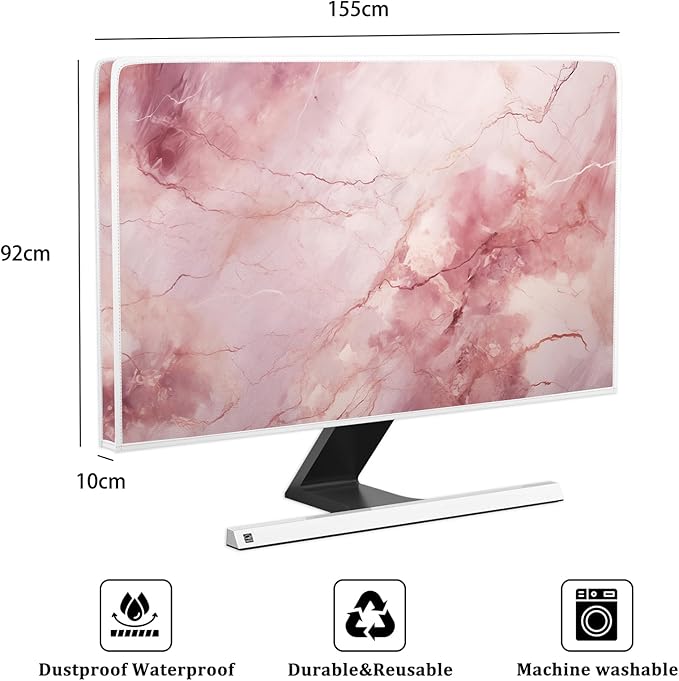 Baocicco Fashion Pink Marble Waterproof Television Cover 65 Inch Full Body Covers for Television Screen Panel Case Computer Sleeve Compatible with PC, Desktop and TV LED LCD OLED