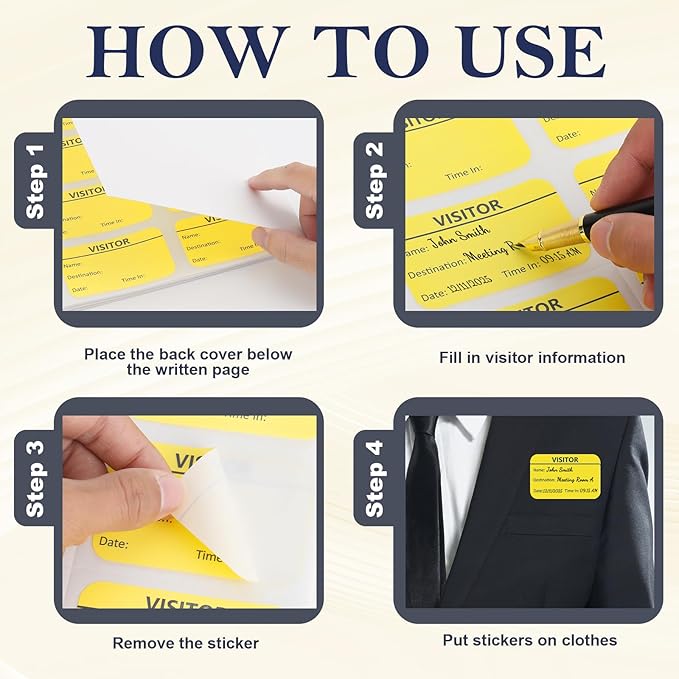 3 Pack of 900 Visitor Badges Stickers Visitor Log Book with Carbon Copy Visitor Pass Stickers with Carbonless Visitor Name Tags Guest Registry Log Book for School Business Church
