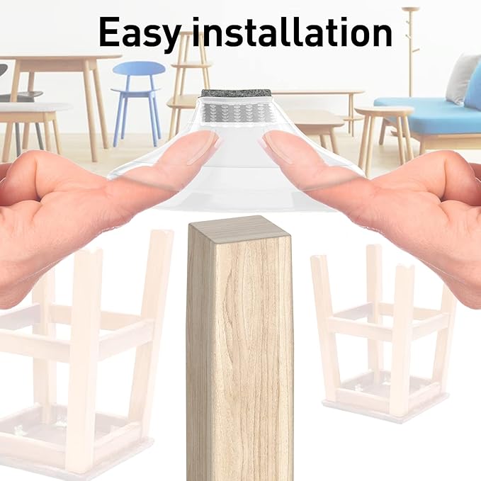 Clear Square Chair Leg Floor Protectors for Hardwood, Furniture Legs Caps, 16Pcs, Fit:2" - 2 1/4".