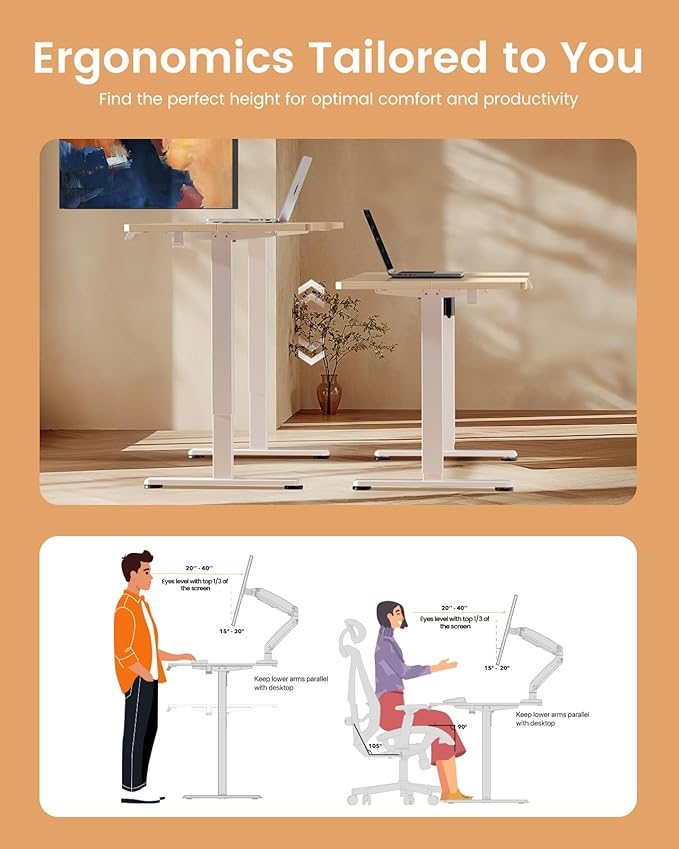 ErGear Height Adjustable Electric Standing Desk, 71 x 30 Inches Sit Stand up Desk, Memory Computer Home Office Desk Large Desk with Two-Piece Desktop (Natural)