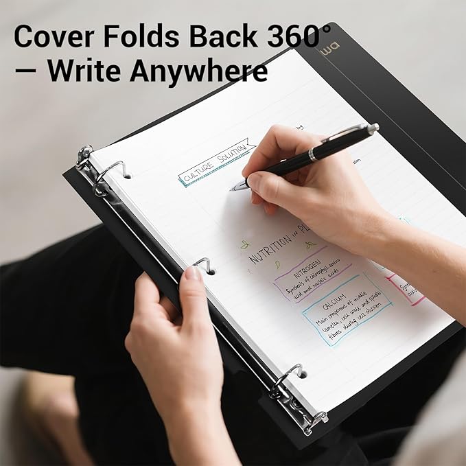 MUKAWA 1 Inch 3 Ring Binder, D-Ring Binder Holds 250 Sheets, PP Cover with Writable Spine Label, Lay-Flat Design, Letter Size 8.5x11, Lightweight for School, Office & Home Organization, 4 Pack, Black