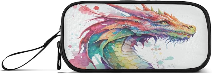 BOENLE Watercolor Dragon Pencil Case Box Boys Girls Large Pencil Pouch with Zipper Compartments Big Capacity Stationery Pen Bag Organizer for Kids Teens Adults School Office