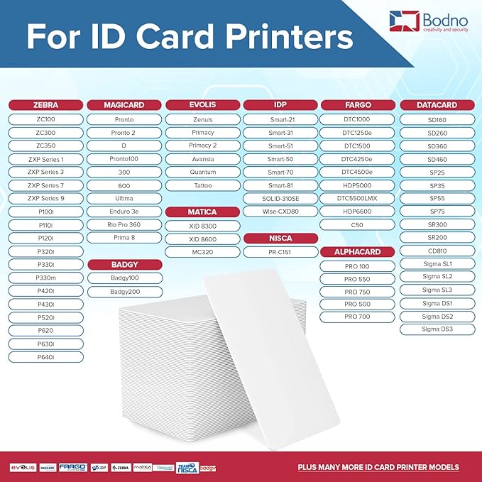 250 Pack - Bodno Premium CR80 30 Mil Graphic Quality PVC Cards