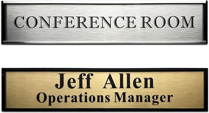SINKAA Personalized Name Plate for Door or Wall, 2 * 10 inch Custom Office Aluminum Door Name Plates with Two Lines Custom Text, Office Gifts for Coworkers Boss Teacher, Employee Appreciation Gifts