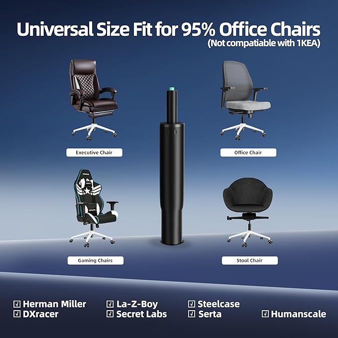 9 Inches to 15 Inches Short Office Chair Cylinder Replacement, 5.5" Stroke, Heavy Duty 1000 lbs, Lower the Seat Height by 2", Fits for Office Chair High Base Short Person, Class4 (Sinking 2.4")