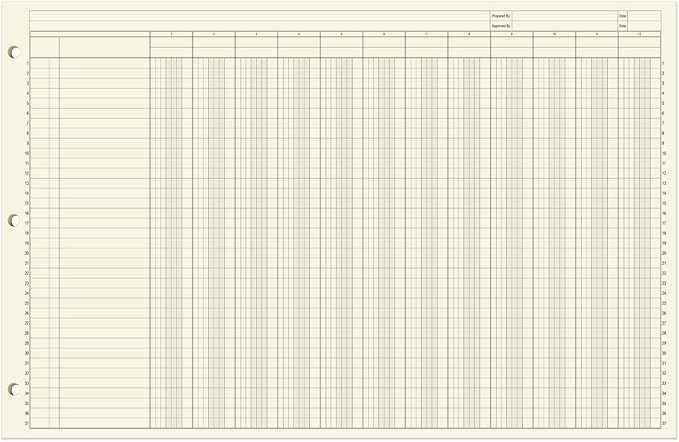 BookFactory Ledger Pad/Large 12 Column Accounting Ledger Columnar (Twelve Columns) Pads - 17'' x 11'', 50 Pages, Notepad Landscape Format (Made in USA)