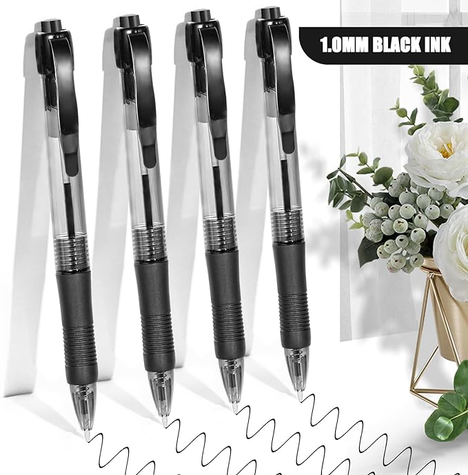 deegtran Pens Bulk, 50 Pack No Bleed Black Ink Click Pens with Soft Grip, Wholesale Retractable Ballpoint Pens for Office School, Medium Point Smooth 1.0MM