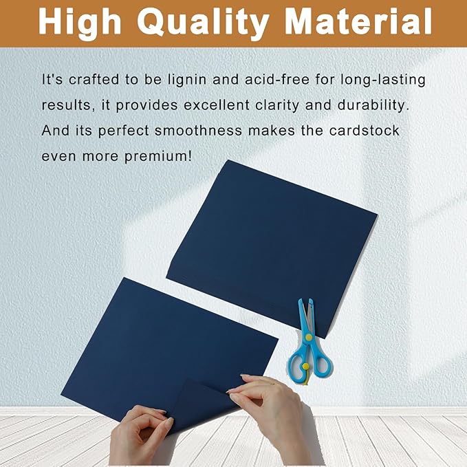 Silunkia 28 Sheets Navy Blue Cardstock 8.5 x 11 Scrapbooking Paper, 92lb Heavyweight Card Stock Printer Paper for DIY Making Cards, Greeting Cards, Wedding Invitations, Birthday, Menus