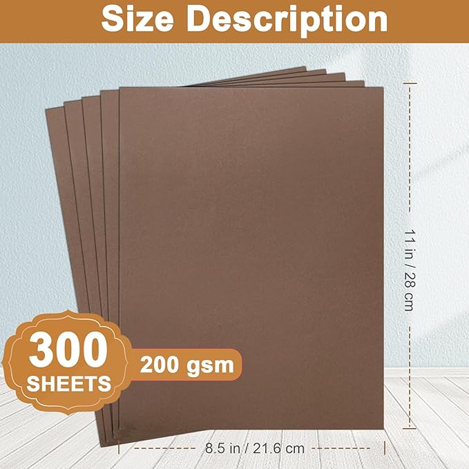 Silunkia 300 Sheets Coffee Cardstock 8.5 x 11 Christmas Paper, 75lb Premium Dark Brown Paper Card Stock for DIY Cards Making, Thank You Cards, Invitations, Birthday Decorations