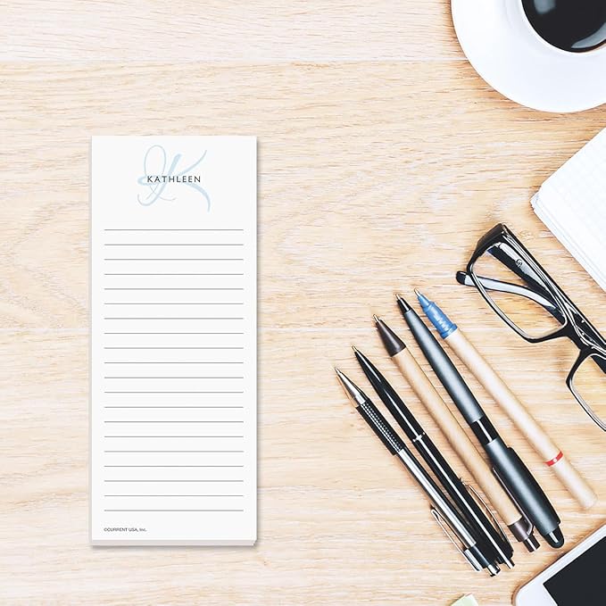 Current Initial Personalized Lined Notepad Set – Set of 3, 50-Sheet Pads, 3¼ x 8 Inches, Great for Graduations and Personalized Gifts, Printed in the USA