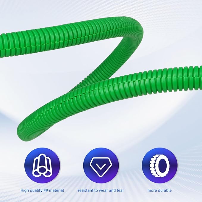 Split Wire Loom Tubing,10,25ft Cord Protectors from Pets No Chew, Flexible Wire Covers Cord Protectors, Protective Split Cable Sleeve for Automotive Home Industrial Wires(Green, 0.98inch-10ft)