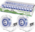JEFURE 24 Pcs Transparent Tape with Dispenser, 0.7 x 1000 in Blue Core Clear Tape Rolls Bulk, Office Tape Refills for Desk, Craft, and Gift Wrapping