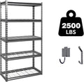 Shuntong The Atlas 30" W x 12" D x 60" H Adjustable Garage Storage Shelves Load 2500 lbs, 5 Tier Heavy Duty Shelving Unit, Metal Utility Storage Rack for Warehouse Pantry Basement Kitchen, Dark Grey