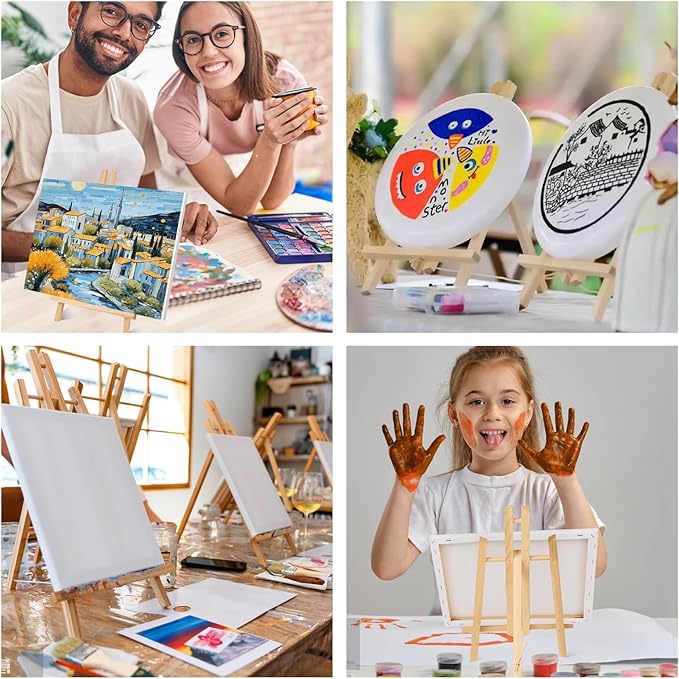 ESRICH 8 Pack 11.8" Wood Easels,Tabletop Easel for Painting,Painting Party, Displaying Canvases, Kids Student Table School Desktop, Portable Canvas Photo Picture Sign Holder