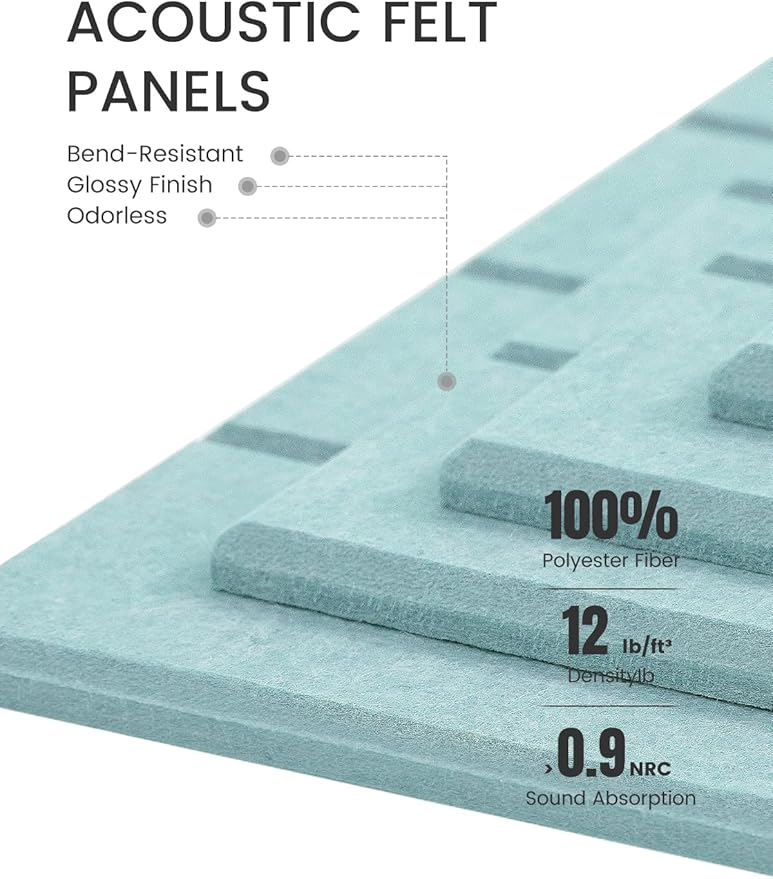 Large Felt Bulletin Board 48" x 36" Cork Board Alternative-12 Pack with 70 Safe Removable Adhesive Tabs, Cork Boards for Walls Cork Board for Home Office Classroom Pin Board-Seafoam Blue
