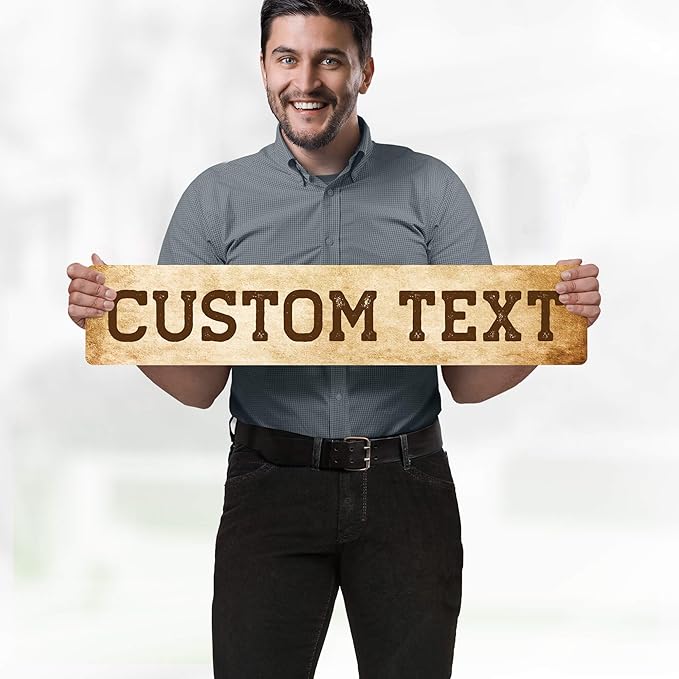 Custom Sign, Custom Street Sign, 11 Font Colors, 13 Font Styles, 4 Hole Options, 22 Sizes, 6x30 Inches, Rust Free DiBound, Fade Resistant, Made in USA by My Sign Center (Vintage)