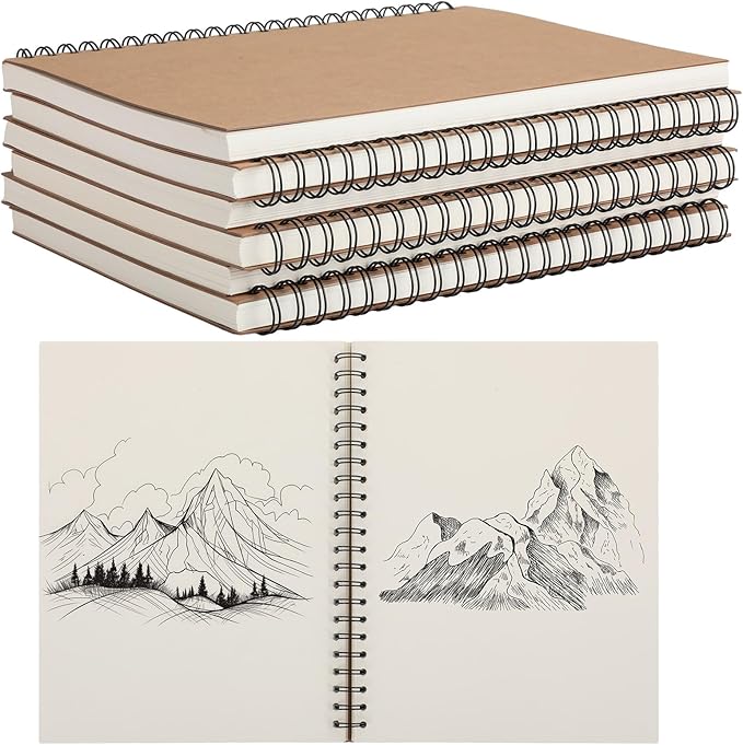 PerKoop 1 Pcs 8.5"x11" Spiral Sketch Pad A4 Large 100 Sheet Blank Notebook Sketch Pads 60lbs (100gsm) Xmas Gifts Sketching Drawing Pad Journals Art Sketchbook for Teachers Students Kids