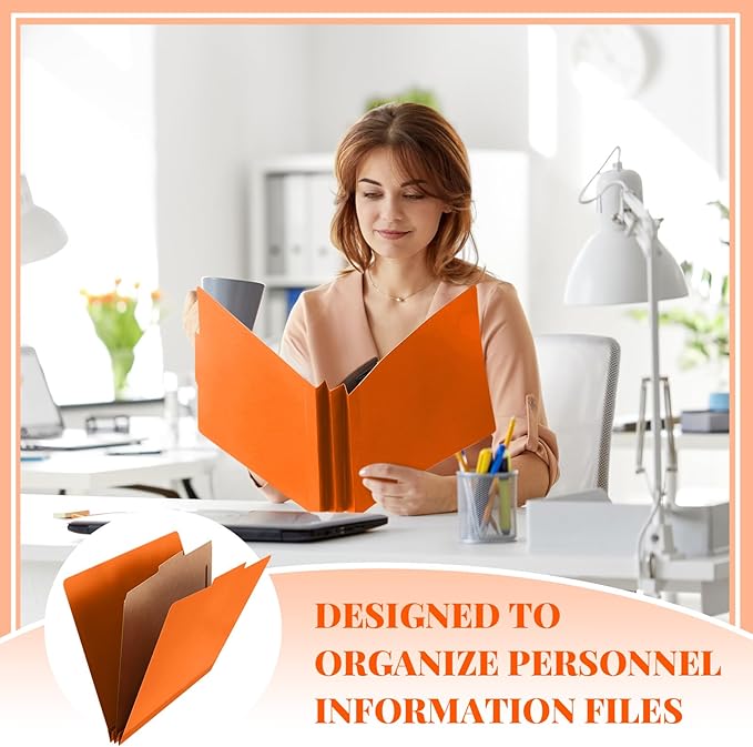 Skyygemm 60 Pcs Classification Folders Letter Size, 1 Divider Pressboard File Folder with Fasteners, Expanding File Organizer Bulk for School Teachers, Office Employee, Coworker, Staff (Orange)