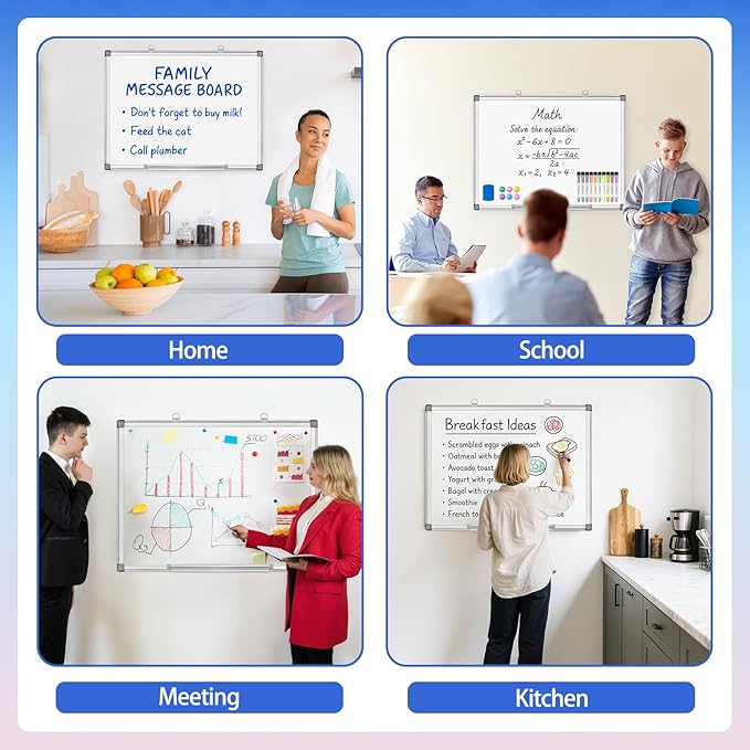 Grtard 24" x 18" Magnetic Dry Erase Whiteboard for Wall, Hanging Magnetic White Board with Marker & Magnets, Smooth Writing Dry Erase Board for Office & Home, Christmas Practical Gift Idea