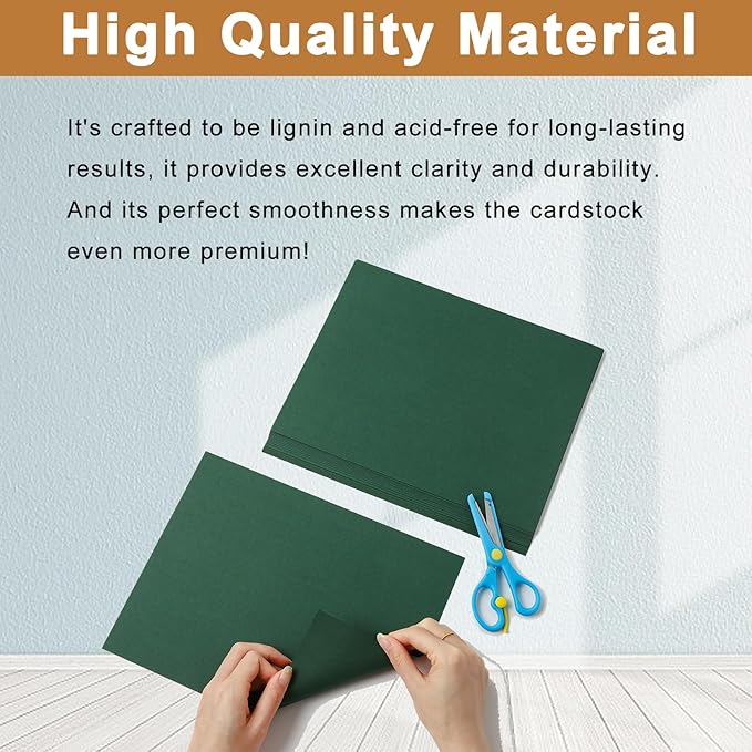 Silunkia 120 Sheets Dark Green Cardstock 8.5 x 11 Craft Paper, 250gsm/92lb Christmas Green Card stock Printer Paper for DIY Cards, Wedding, Invitations, Birthday, Scrapbooking