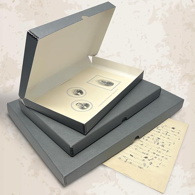 Golden State Art, Archival Folio Storage Box 16x20, Clamshell Design with Metal Edge, Preserve and Store Photos Documents Cards Prints Arts Crafts DIY, Gray, Pack of 2