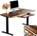 Standing Desk with Keyboard Tray – Walnut Solid Wood Desk, Natural Live Edge, Adjustable Height Dual Motor, Sit Stand for Home Office (Black, W60 x D27)