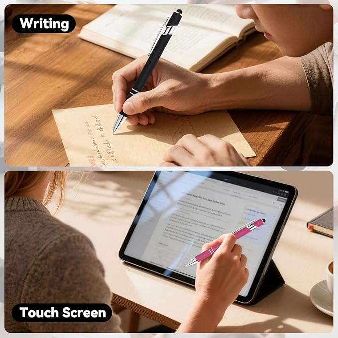 WYPAS Bulk Custom Pens - Personalized with Name, Engraved Text/Logo - Stylus Tip, Black Ink - Options for Corporate Gatherings, Events & Promotions (Lake blue)