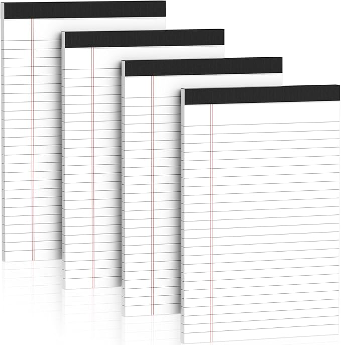 Nichela 5" x 8" Note Pads 4 Pack of Legal Pads 21lb Notepad College Ruled Legal Pad 30 Sheets Perforated Small Writing Pads Double-Side Printed Pad of Paper for School, College, Office