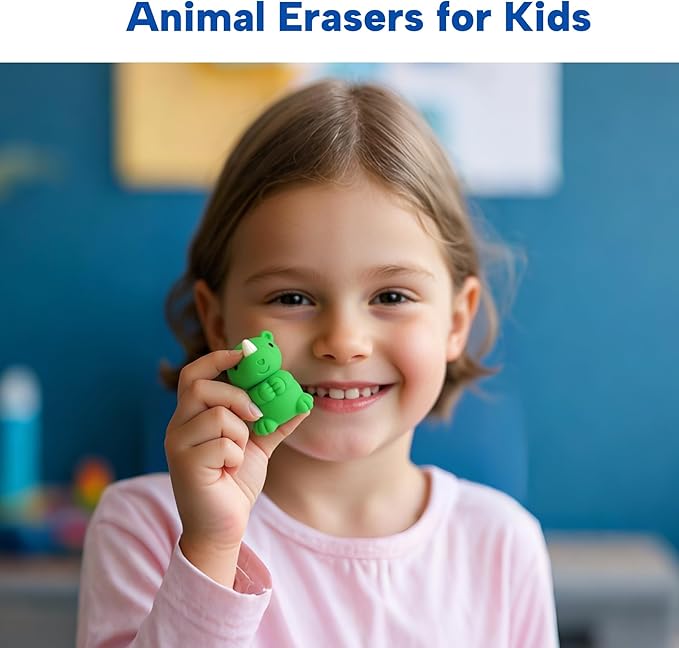 Gomimeor 35 Pcs Animal Erasers for Kids, Pencil Erasers Bulk, Cute Animal Erasers for Classroom Prizes and School Supplies, Assorted Colors