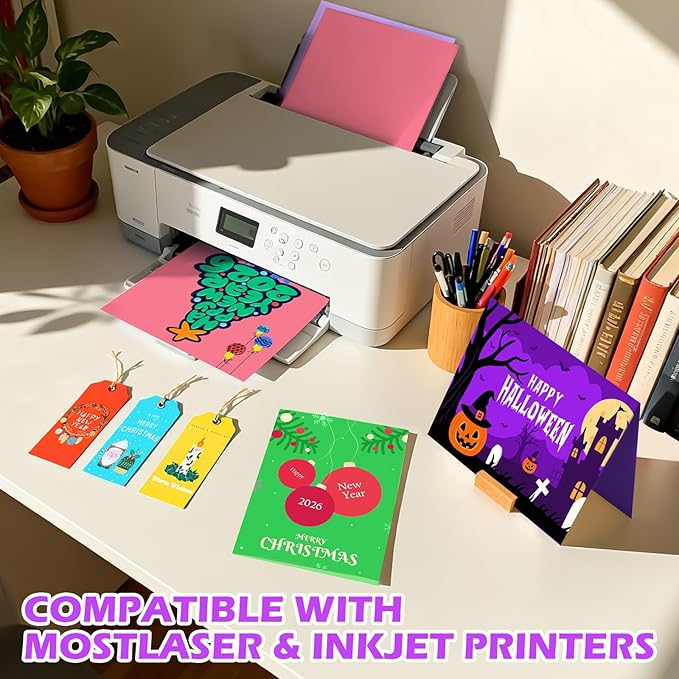480 Sheets 8.5" X 11" Colored Cardstock, 80 Assorted Colors 180 GSM/65 LB Construction Paper Card Stock Printer Paper for Printing, Card Making, DIY Crafts, Kids School Supplies,Party Decorations