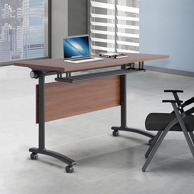 Conference Table Foldable Meeting Tables,Flip Top Mobile Training Table The folding conference table With Silent Wheels Is Convenient And Fast,Modern Mobile Meeting Tables (2pack 160*60*75)