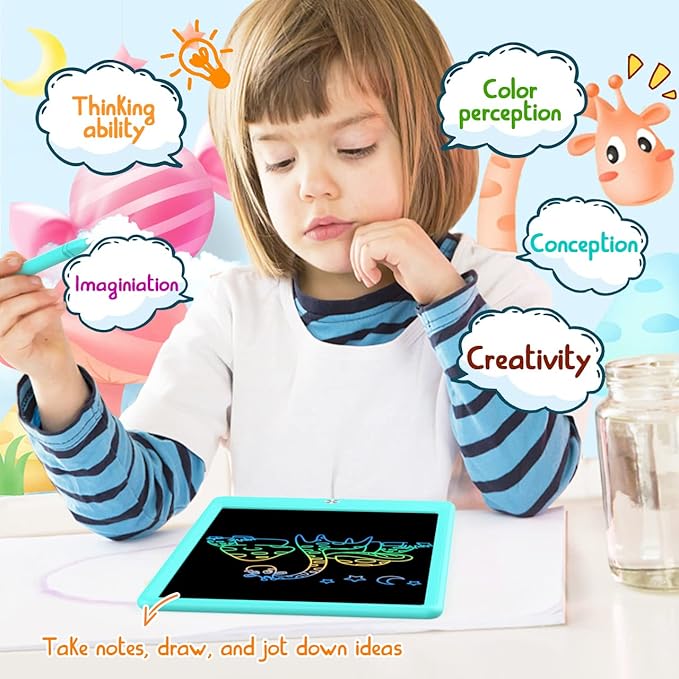 BUKEBU LCD Writing Tablet Doodle Board,12.5 inch Colorful Drawing Pad,Electronic Drawing Tablet, Drawing Pads,Travel Gifts for Kids Ages 3 4 5 6 7 8 Year Old Girls Boys (Blue)