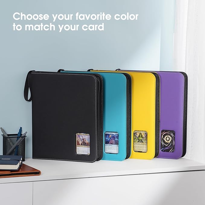 ProCase 900 Pockets Card Binder with Clear Window for Trading Cards, 9 Double Sided Pockets Cards Colletction Album Holder with Removable Sleeves for MTG, TCG, Sports Cards, Football Cards -Lightblue