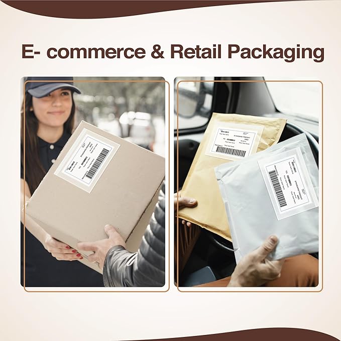 7x10 Shipping Label Sleeves 300 Pack- Strong Adhesive Back for Secure Packing List Envelopes, Protects Documents, Packing Sleeves for Mailing and Packaging -WaterProof and Durable