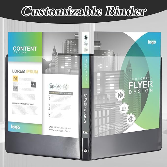 CIXILDTS 2-inch Round Ring Binder, Durable 2" 3 Ring Binder Fit Letter Size Paper, Black, 24-Pack