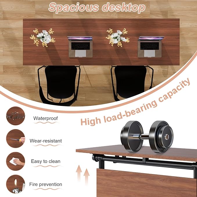 Conference Table Flip Top Mobile Conference Room Tables,Folding Conference Table with Wheels,Large Meeting Training Seminar Table Saving Space for Office Classroom(2D,47.2'')