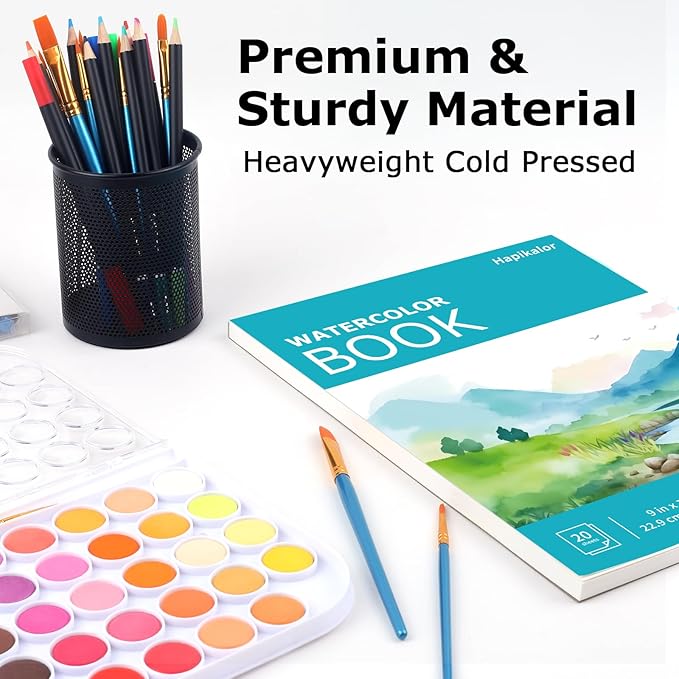 Hapikalor 3-Pack 9"x12"Watercolor Paper Pad, Bulk College Essentials, Teacher Classroom Must Have, 140lb/300gsm Art Watercolor Paper, Art Supplies for Adults Kids, Back to School Supplies, Teal