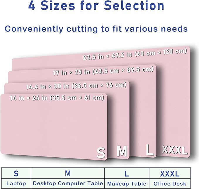 Boutilon Leather Desk Pad Protector,Non-Slip Mouse Pad,Laptop Desk Pad,Office Mouse Mat,Waterproof Leather Desk Blotter,Desk Writing Pad for Office and Home (XXL-Light Pink,47.2"x 17")