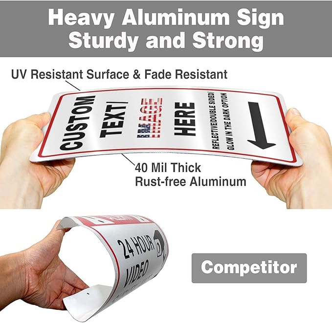 Custom Directional Arrow Sign Large, 30''x24'' Glow in the Dark/Reflective Option, Personalized Metal Address Plaque, Customize for Business Logo, Office, Home, Yard, Outdoor