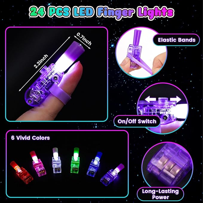 LovesTown 24PCS Halloween Party Favors Flashlights, LED Light up Finger Lights Glow in the Dark Halloween Toys Bulk for Party Decorations Goodie Bags Fillers Classroom Prizes