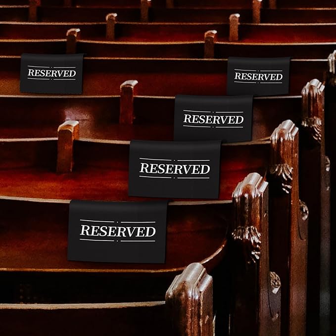12 Pcs Reserved Seating Signs Reserved Chair Sign Printed Placeholder for Church Pew, Wedding, Party Events (White, 12 Pcs)