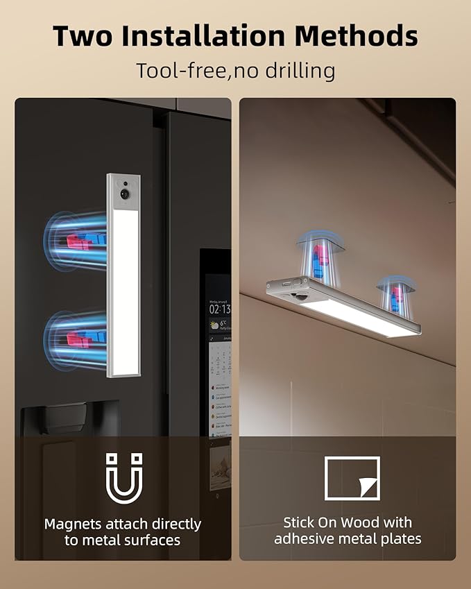 EZVALO 5 Pack Under Cabinet Lighting, 2400mAh Rechargeable Motion Sensor Light, 10inch Magnetic Closet Lights with Dimmable & 3 Color Temps, Wireless Motion Activated Lights with Remote for Kitchen