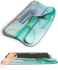 KUOSGM Ergonomic Wave Wrist Rest with Keyboard Stand, Cushioned Palm Rest, Comfortable Integrated Memory Foam for Natural Typing and Relieve Wrist Pain, Green Gold Marble
