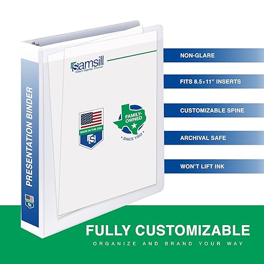 Samsill 2 Inch 3 Ring Binders, Made in USA, Economy Round Ring, Clear View Cover, 425 Sheet Capacity - for School, Home, Office - Assorted, 4 Pack