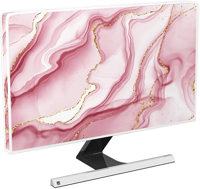 Baocicco Gold Pink Marble Waterproof TV Display Screen Cover 50, 51, 52 Inch TV Accessories Laptop TVs LCD Screen Decoration for Tablet Anti-Static Dustproof Protective for Home Office