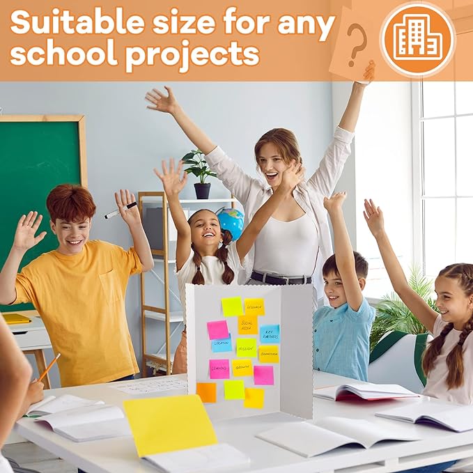 Ctosree 50 Pcs 14 * 22 Inch Tri Fold Poster Board Bulk, Science Fair Project Display Paperboard, Single Wall, Lightweight Presentation Board (White)