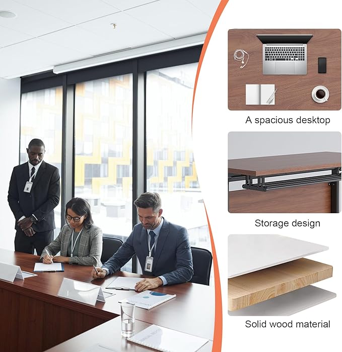 Conference Table,55.1''Folding Conference Room Table for 4-12 People,Mobile Flip Top MeetingTraining Table with Different Coulor and Styles for Offices, Classrooms,Meeting Room (2, 61''D)