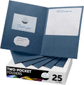 FILE-EZ Two-Pocket Folders, Navy Dark Blue, 25-Pack, Textured Paper, Letter Size (EZ-32523)