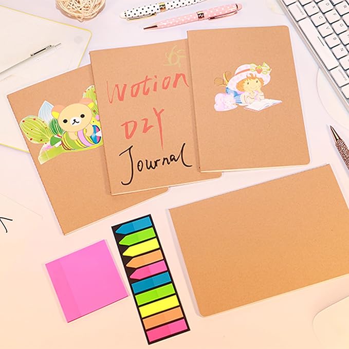 48 Pack Notebook Journals for Travelers, Students and Office, Writing Sketchbook Memo Diary Subject Notebooks Planner with Blank Paper, 60 Pages, 30 Sheets, 8.3x5.5 inch, A5 Size, Travel Journal Set