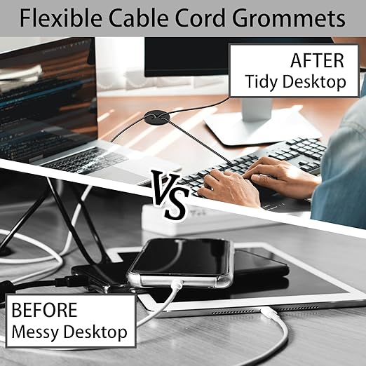 1 Inch（25mm) Desk Grommet, 13 Pieces Wire Grommet, Desk Hole Cover for Cables with Hole Saw,Plastic Cable Cord Wire Hole Cover for Desk, Table,Cabinet,Countertop and Other Furniture(Black)